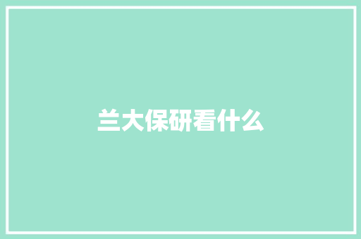 兰大保研看什么