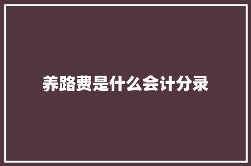 养路费是什么会计分录