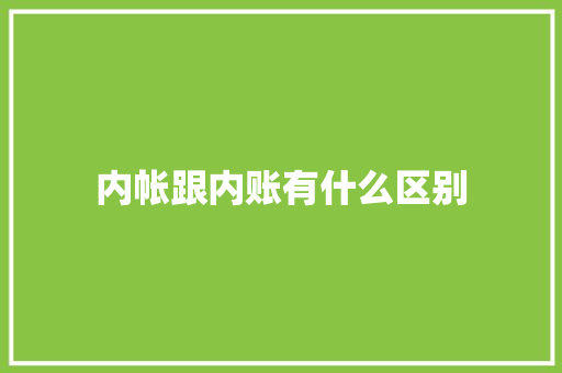 内帐跟内账有什么区别