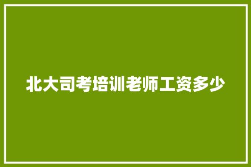 北大司考培训老师工资多少