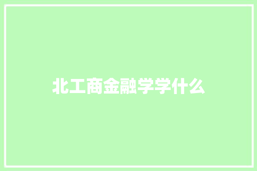 北工商金融学学什么