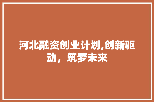 河北融资创业计划,创新驱动，筑梦未来