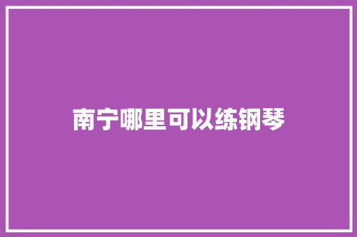 南宁哪里可以练钢琴