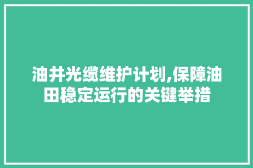 油井光缆维护计划,保障油田稳定运行的关键举措