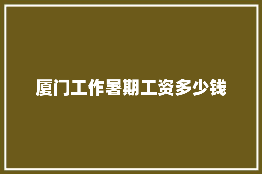 厦门工作暑期工资多少钱