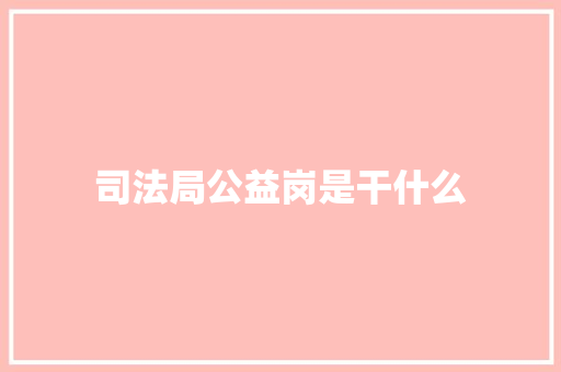 司法局公益岗是干什么
