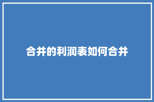 合并的利润表如何合并