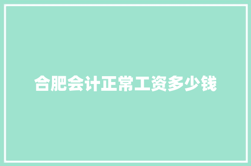 合肥会计正常工资多少钱