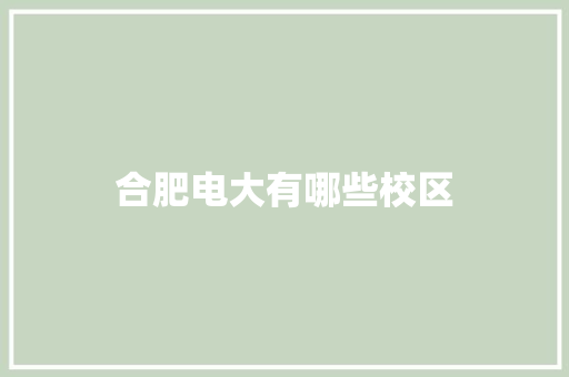 合肥电大有哪些校区