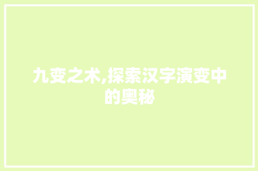 九变之术,探索汉字演变中的奥秘