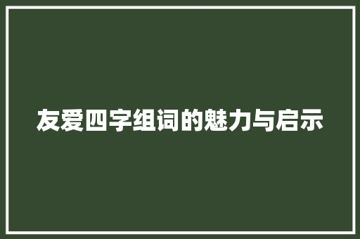 友爱四字组词的魅力与启示
