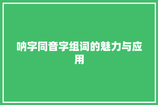 呐字同音字组词的魅力与应用