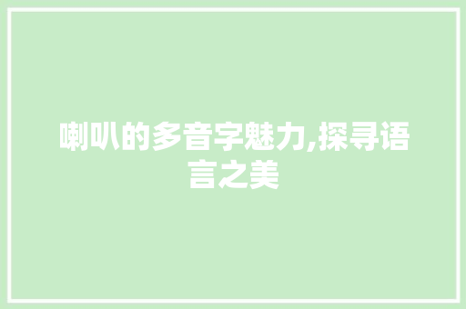 喇叭的多音字魅力,探寻语言之美