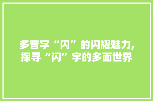 多音字“闪”的闪耀魅力,探寻“闪”字的多面世界