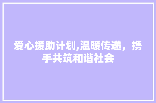 爱心援助计划,温暖传递，携手共筑和谐社会