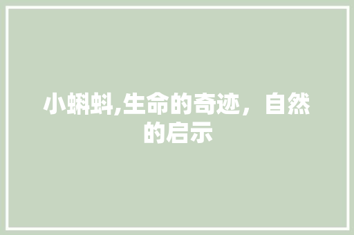 小蝌蚪,生命的奇迹，自然的启示