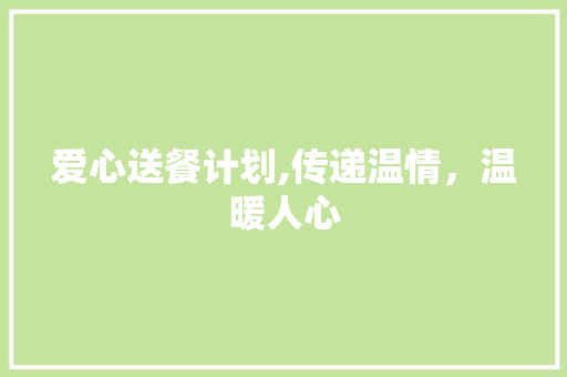 爱心送餐计划,传递温情，温暖人心