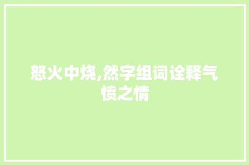 怒火中烧,然字组词诠释气愤之情