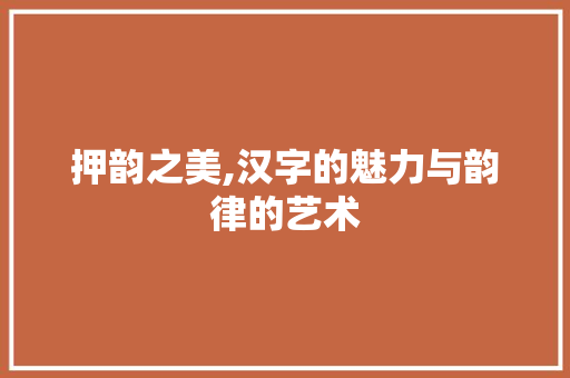 押韵之美,汉字的魅力与韵律的艺术