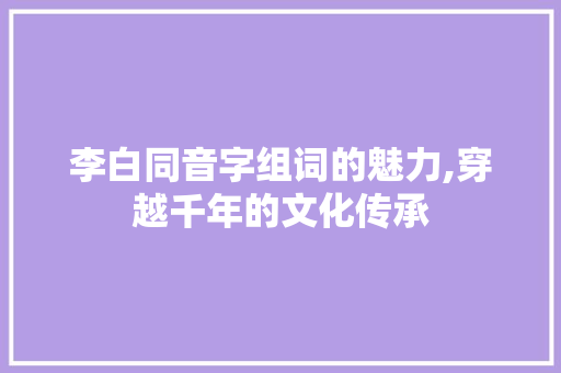 李白同音字组词的魅力,穿越千年的文化传承