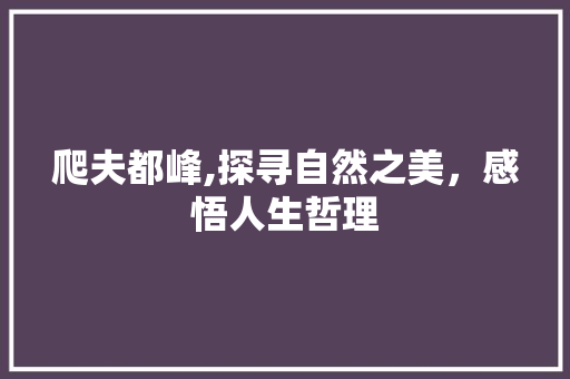 爬夫都峰,探寻自然之美，感悟人生哲理