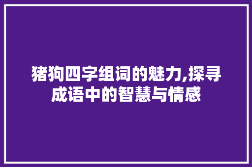 猪狗四字组词的魅力,探寻成语中的智慧与情感