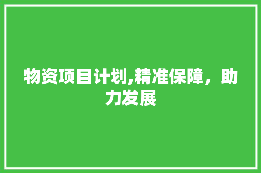 物资项目计划,精准保障，助力发展
