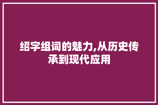 绍字组词的魅力,从历史传承到现代应用