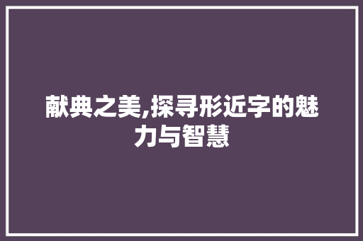 献典之美,探寻形近字的魅力与智慧 成语汇编