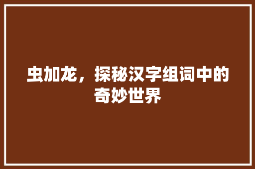 虫加龙，探秘汉字组词中的奇妙世界 成语汇编