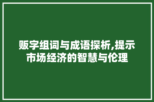 贩字组词与成语探析,提示市场经济的智慧与伦理