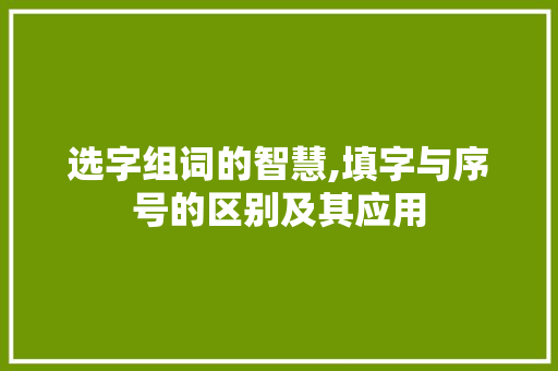 选字组词的智慧,填字与序号的区别及其应用 反义词汇