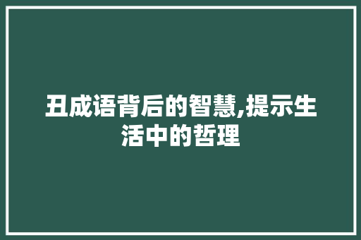 丑成语背后的智慧,提示生活中的哲理