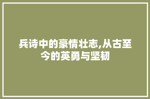 兵诗中的豪情壮志,从古至今的英勇与坚韧