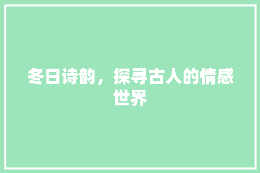 冬日诗韵，探寻古人的情感世界 汉字拼音