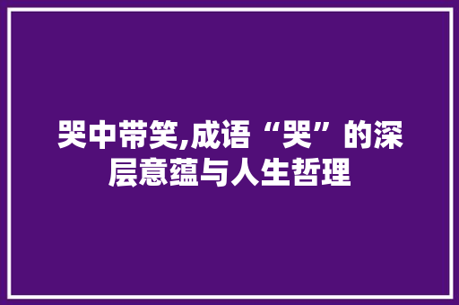 哭中带笑,成语“哭”的深层意蕴与人生哲理