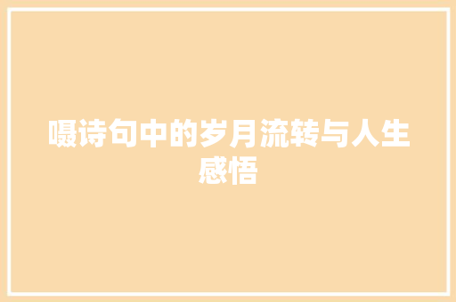 嗫诗句中的岁月流转与人生感悟
