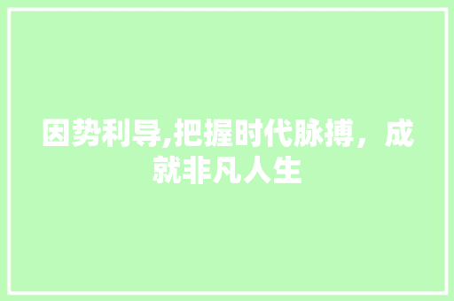 因势利导,把握时代脉搏，成就非凡人生