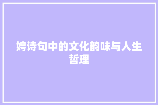 娉诗句中的文化韵味与人生哲理