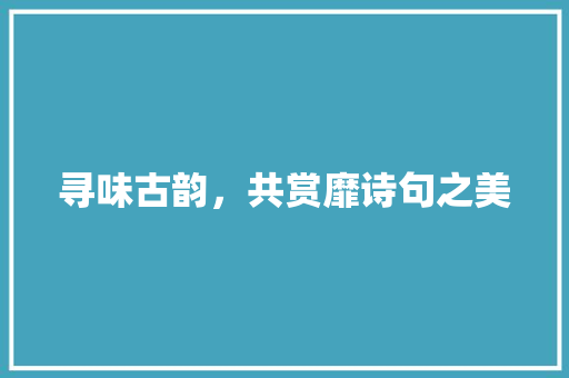 寻味古韵，共赏靡诗句之美 近义词汇