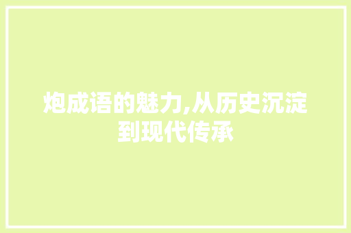 炮成语的魅力,从历史沉淀到现代传承