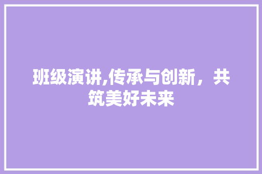 班级演讲,传承与创新，共筑美好未来