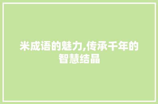 米成语的魅力,传承千年的智慧结晶
