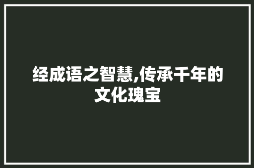经成语之智慧,传承千年的文化瑰宝