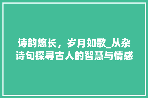 诗韵悠长，岁月如歌_从杂诗句探寻古人的智慧与情感