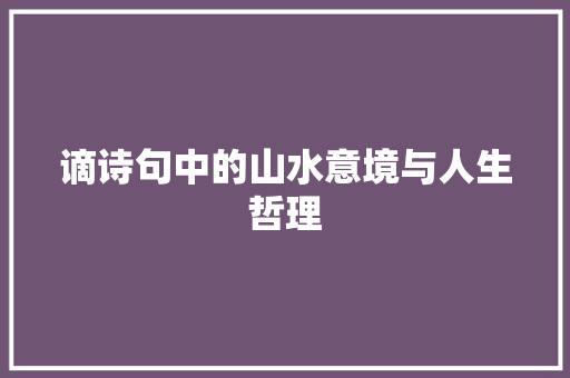 谪诗句中的山水意境与人生哲理