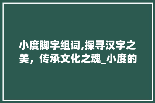 小度脚字组词,探寻汉字之美，传承文化之魂_小度的脚字组词