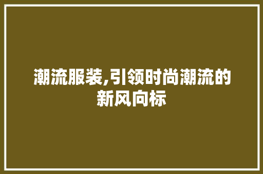 潮流服装,引领时尚潮流的新风向标