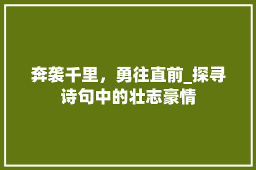 奔袭千里，勇往直前_探寻诗句中的壮志豪情 成语汇编