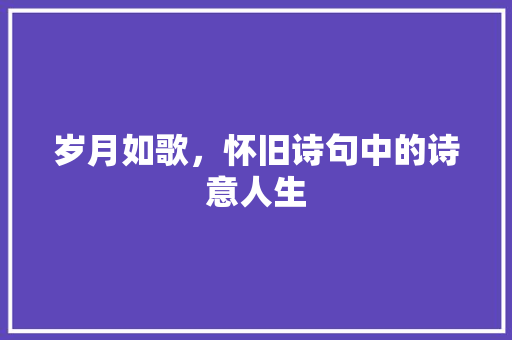 岁月如歌，怀旧诗句中的诗意人生